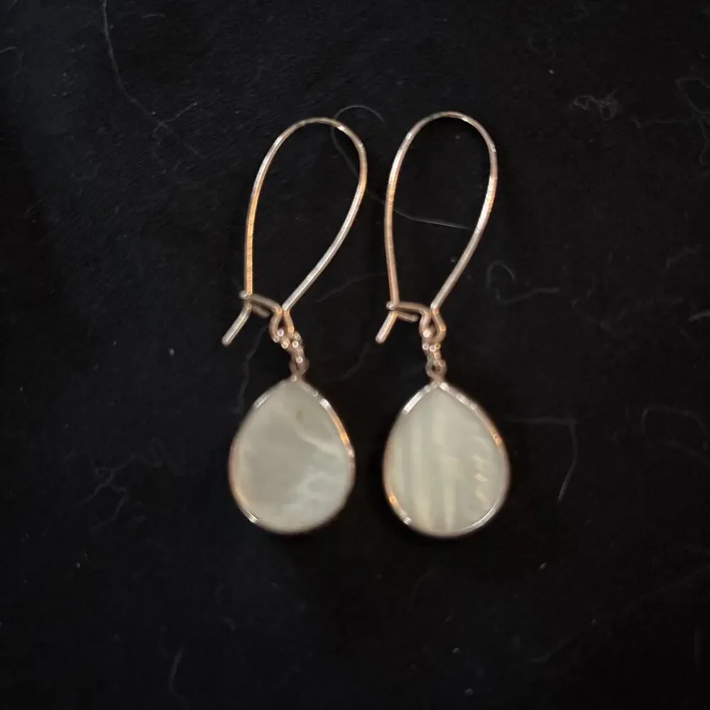 Mother Of Pearl/Gold Drop Earrings